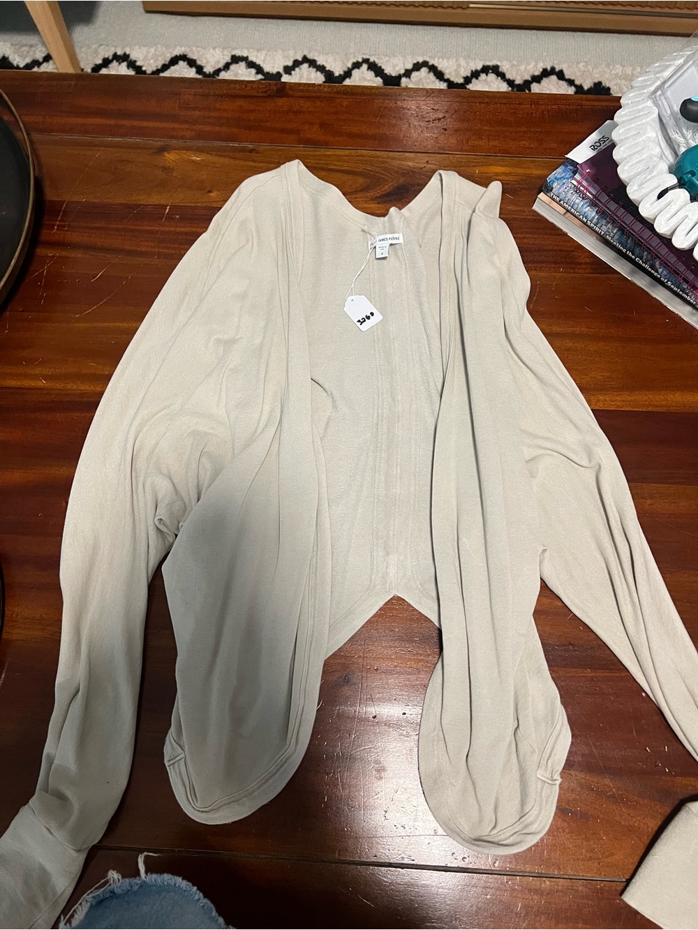 James Perse Cream Open Drape Cardigan